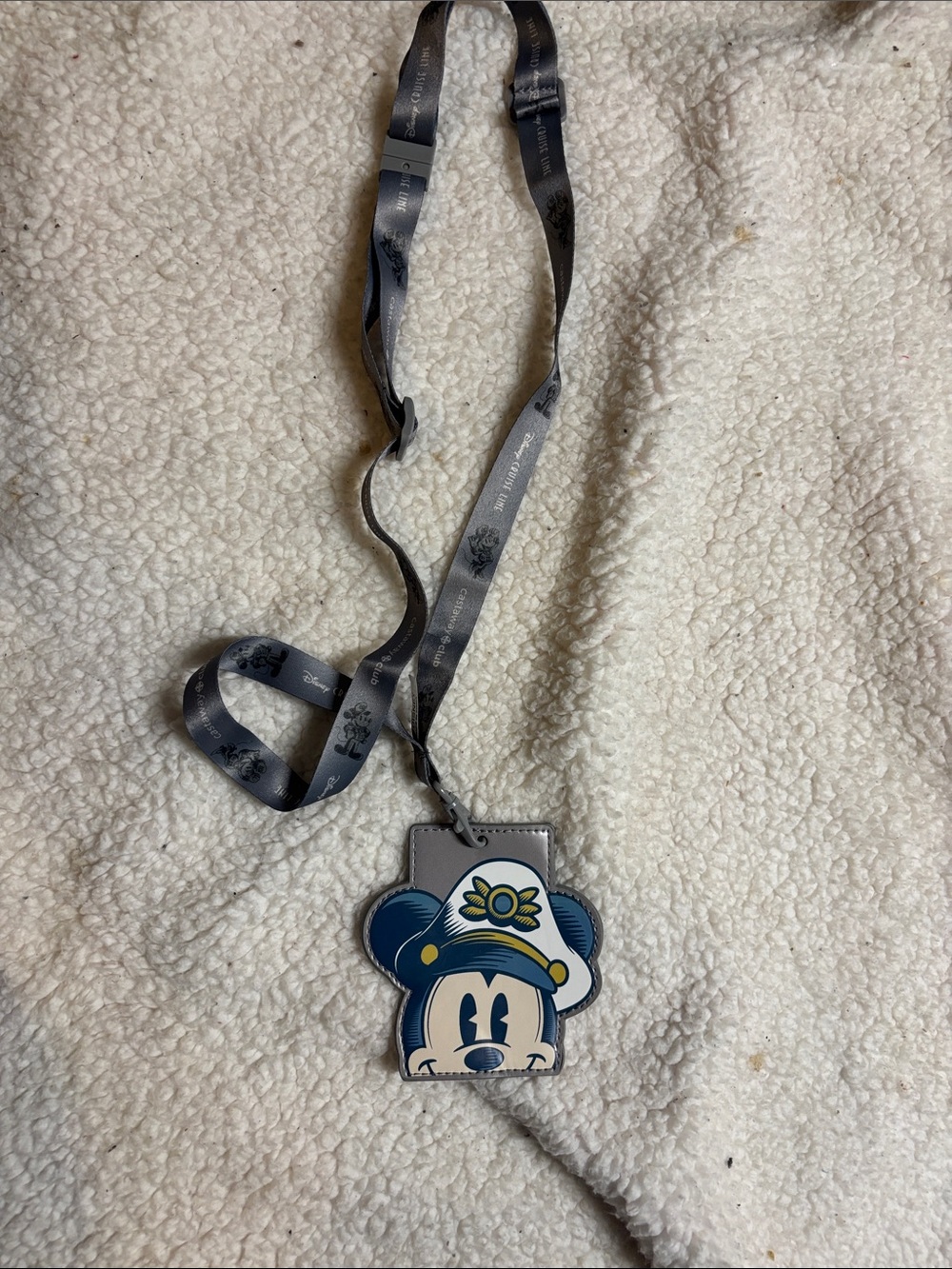 Disney Cruise Line Castaway Club Mickey Mouse Lanyard ID Badge Holder Gray